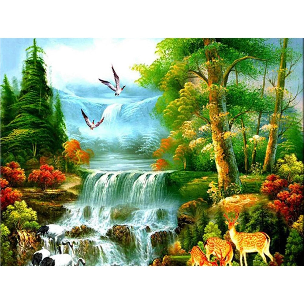 DIY Diamond Painting Landscape Full Square Tree Bird Diamond Mosaic Embroidery