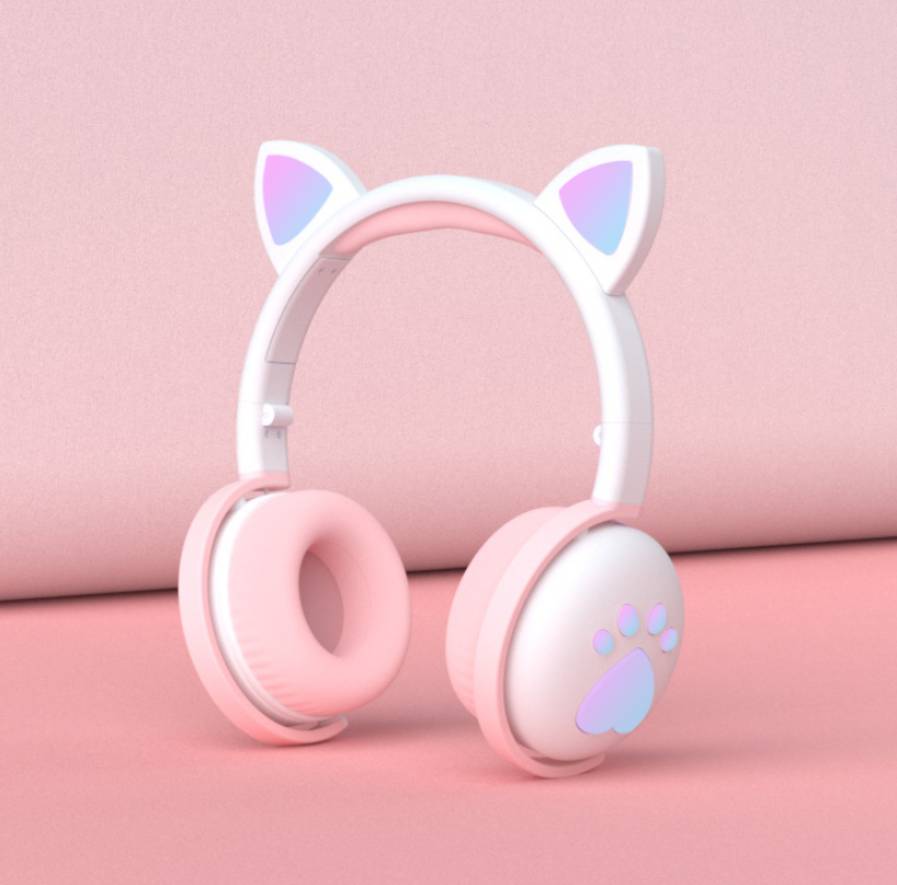 Glowing Cute LED Cat Ear Bluetooth Headphones with Mic