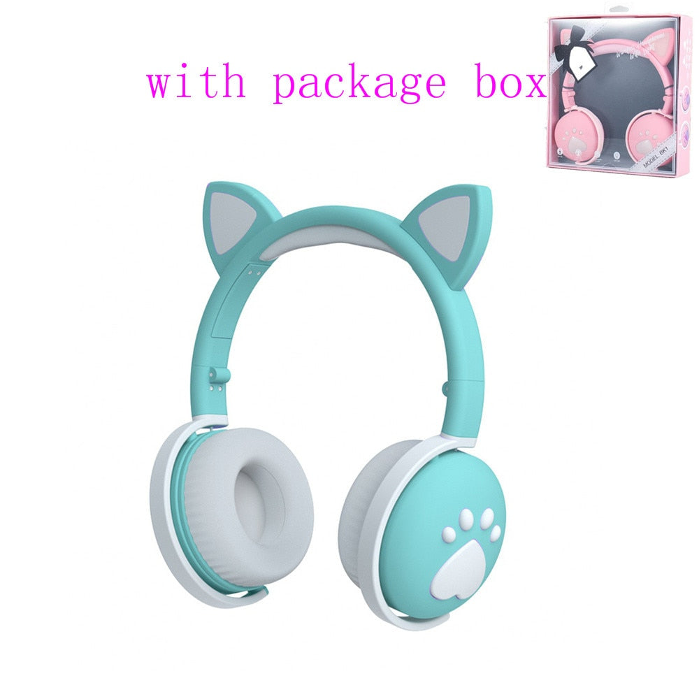 Glowing Cute LED Cat Ear Bluetooth Headphones with Mic