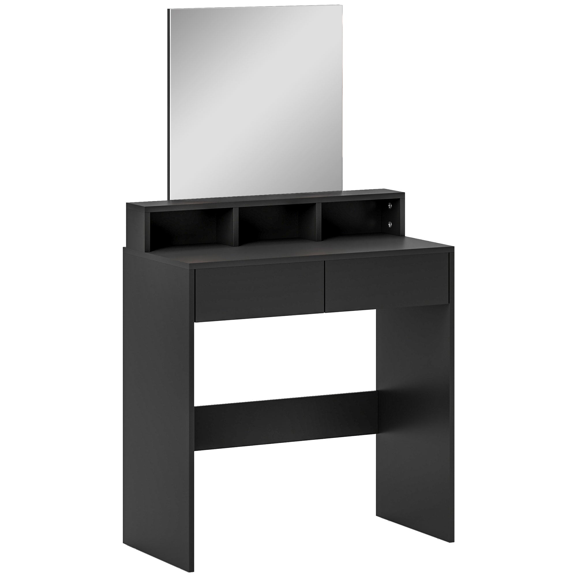 Multi-Storage Dressing Table, With Mirror - Black