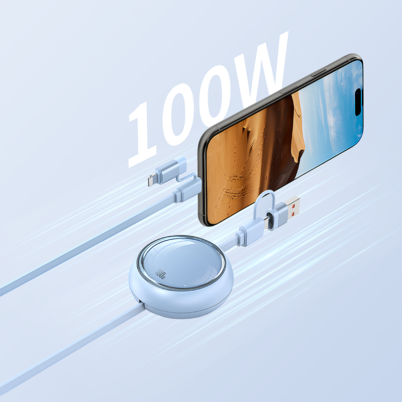 AA26 100W Fast Charging 4-in-1 Retractable Cable – Ultimate All-in-One Charging Solution