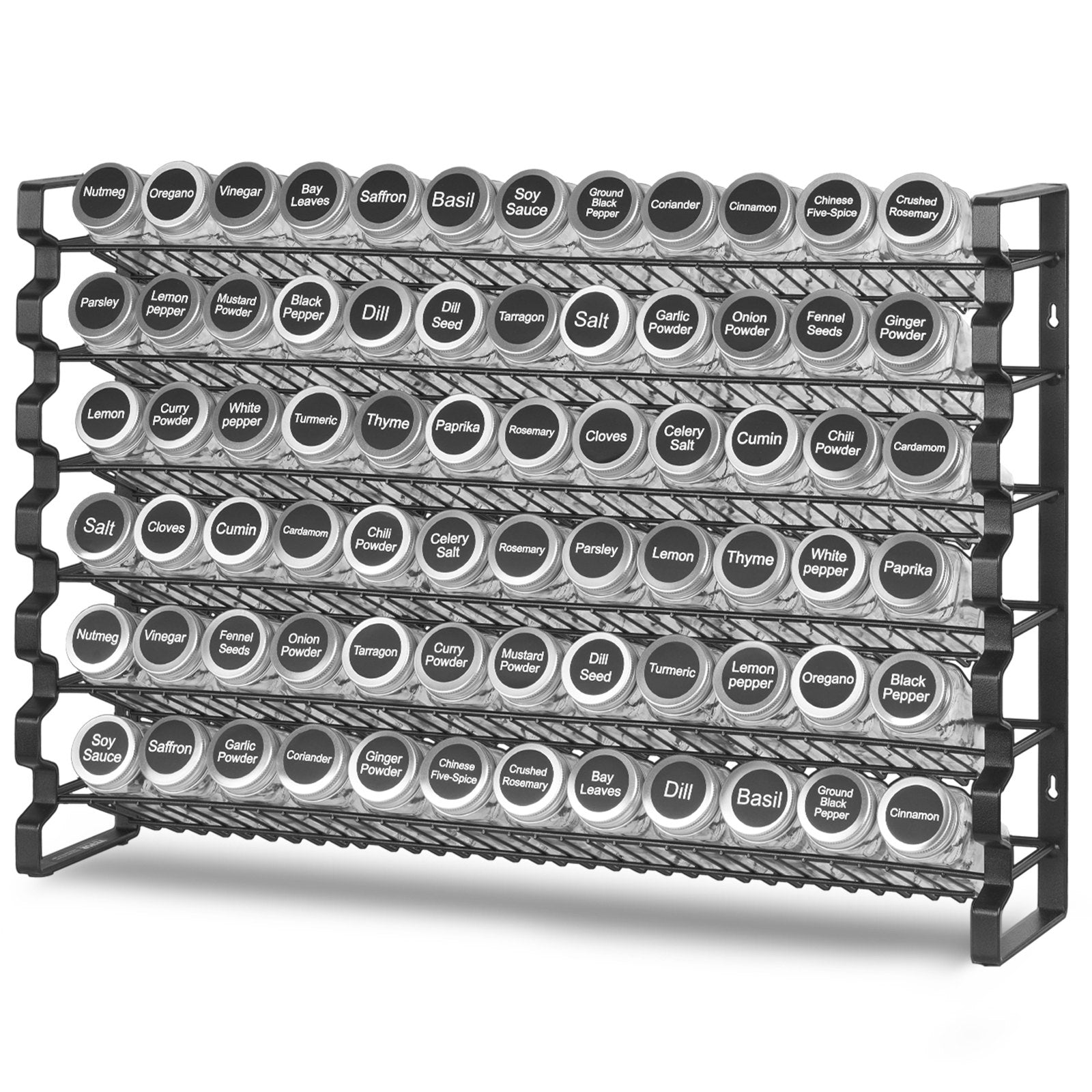 Spice Rack Organizer For Cabinet, Spice Organizer With 72 Empty Spice Jars, Lids, Spice Labels, And Funnel Complete Set, Seasoning Organizer For Countertop, Kitchen, Pantry, Cupboard, 23x16 In