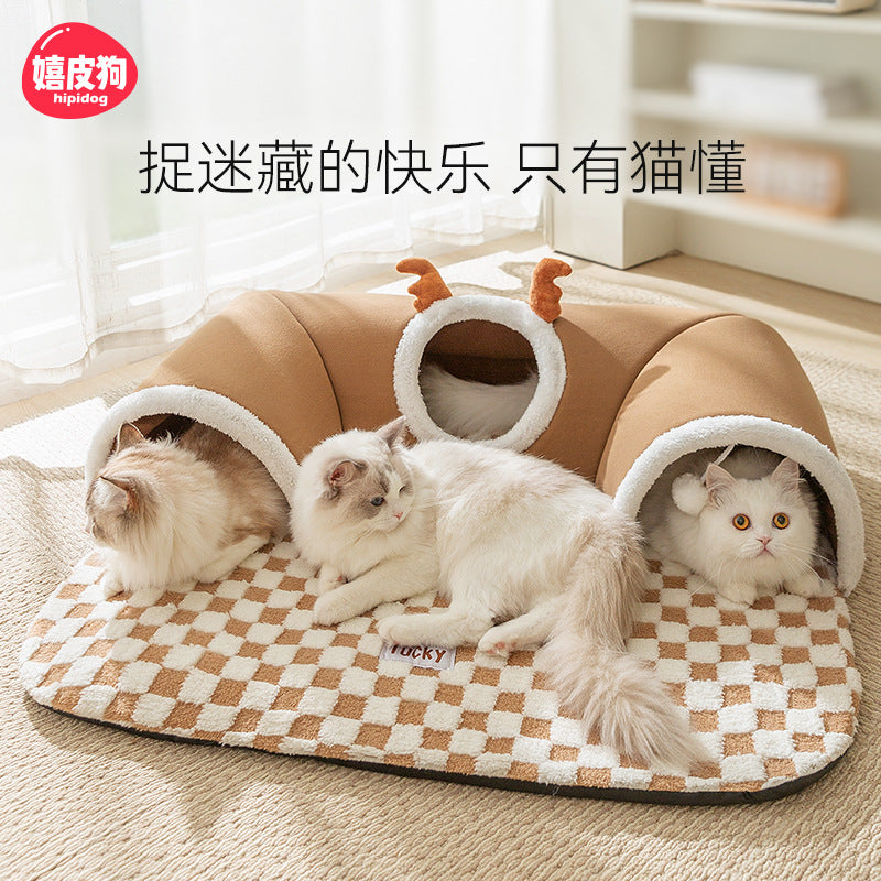 Hide-And-Seek Cat Tunnel Play and Sleep Integrated Cat Nest Pet Nest Dog Nest