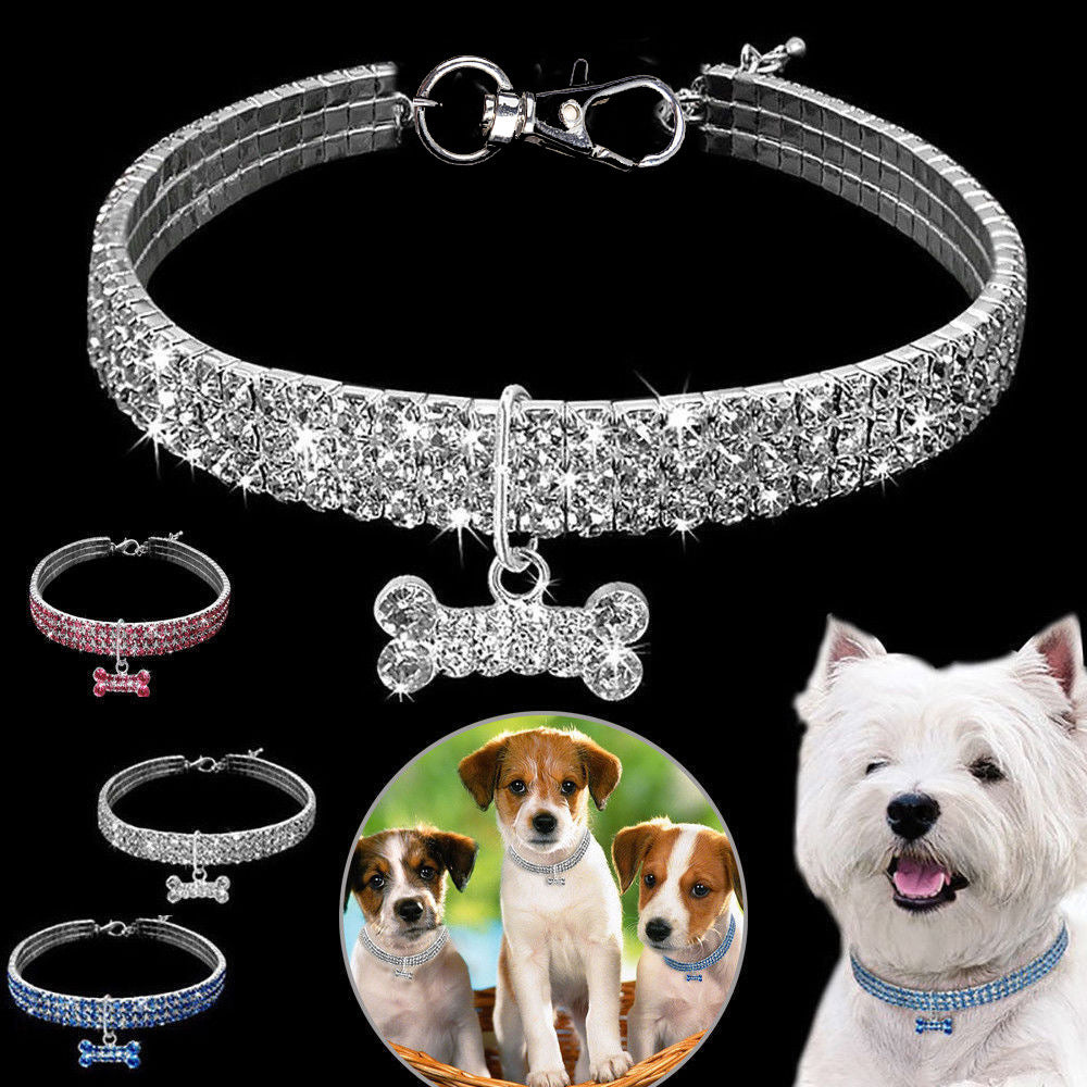 Rhinestone Elastic Pet Necklace Jewelry Dog and Cat Collar