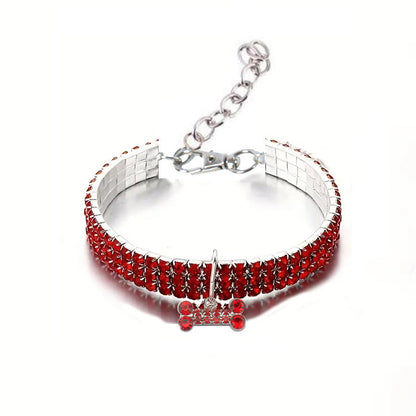 Rhinestone Elastic Pet Necklace Jewelry Dog and Cat Collar