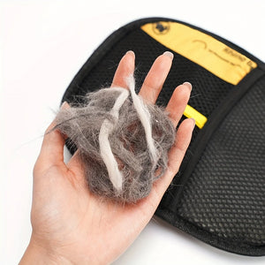 Upgrade Edition Large Pet Static Hair Removal Gloves - Black Polypropylene Cat Grooming Gloves with Yellow Accents