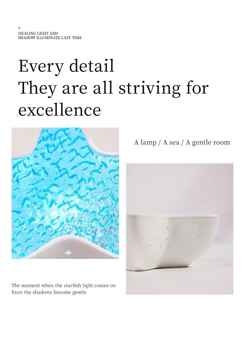 Starfish LED Table Lamp | Aurora Projector Night Light with Starry Sky & Northern Lights Effect – Bedroom Atmosphere Lamp