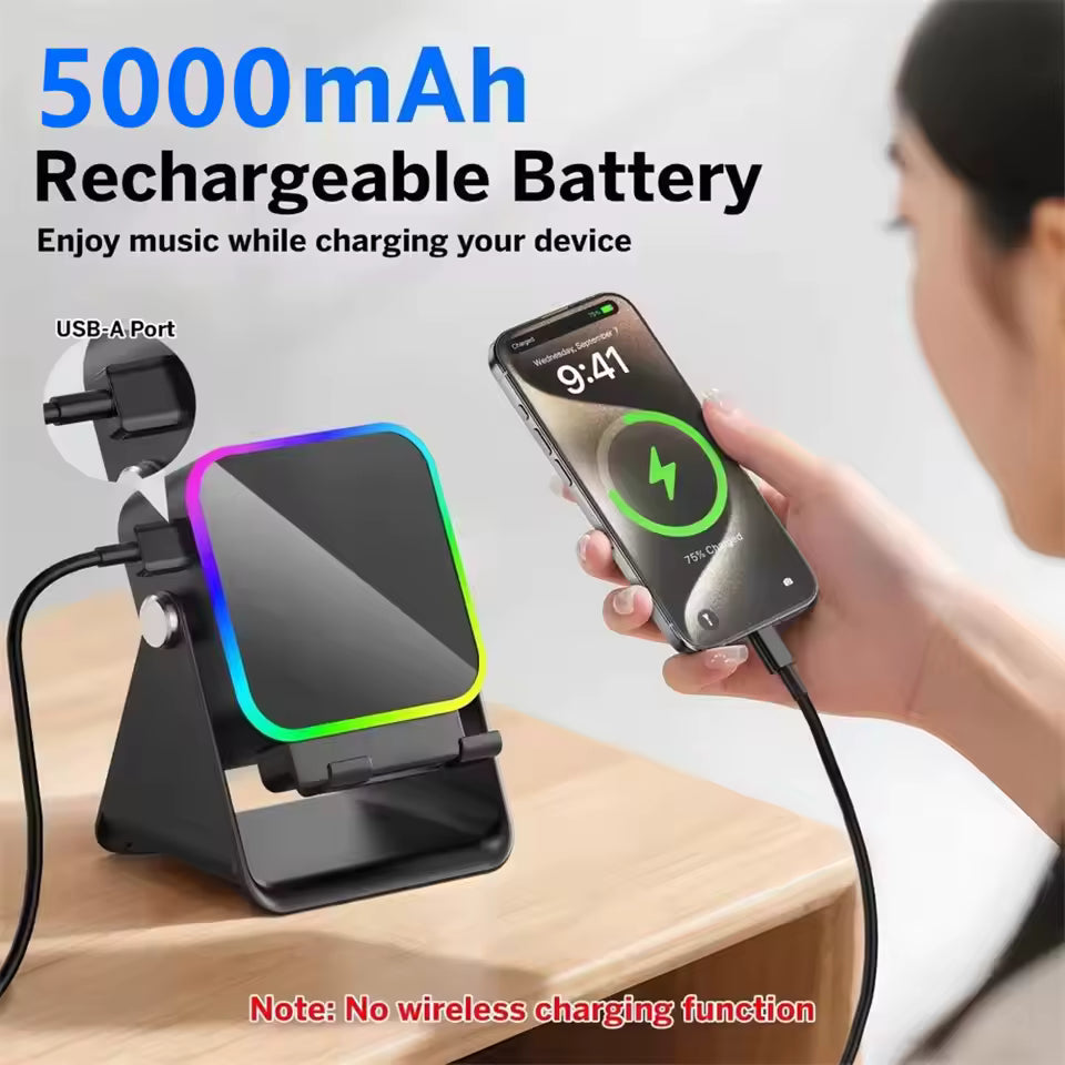 Magnetic Induction Speaker Phone Stand Wireless Bluetooth Phone Holder Amplifier Portable Desk Speaker with RGB Light Super Bass