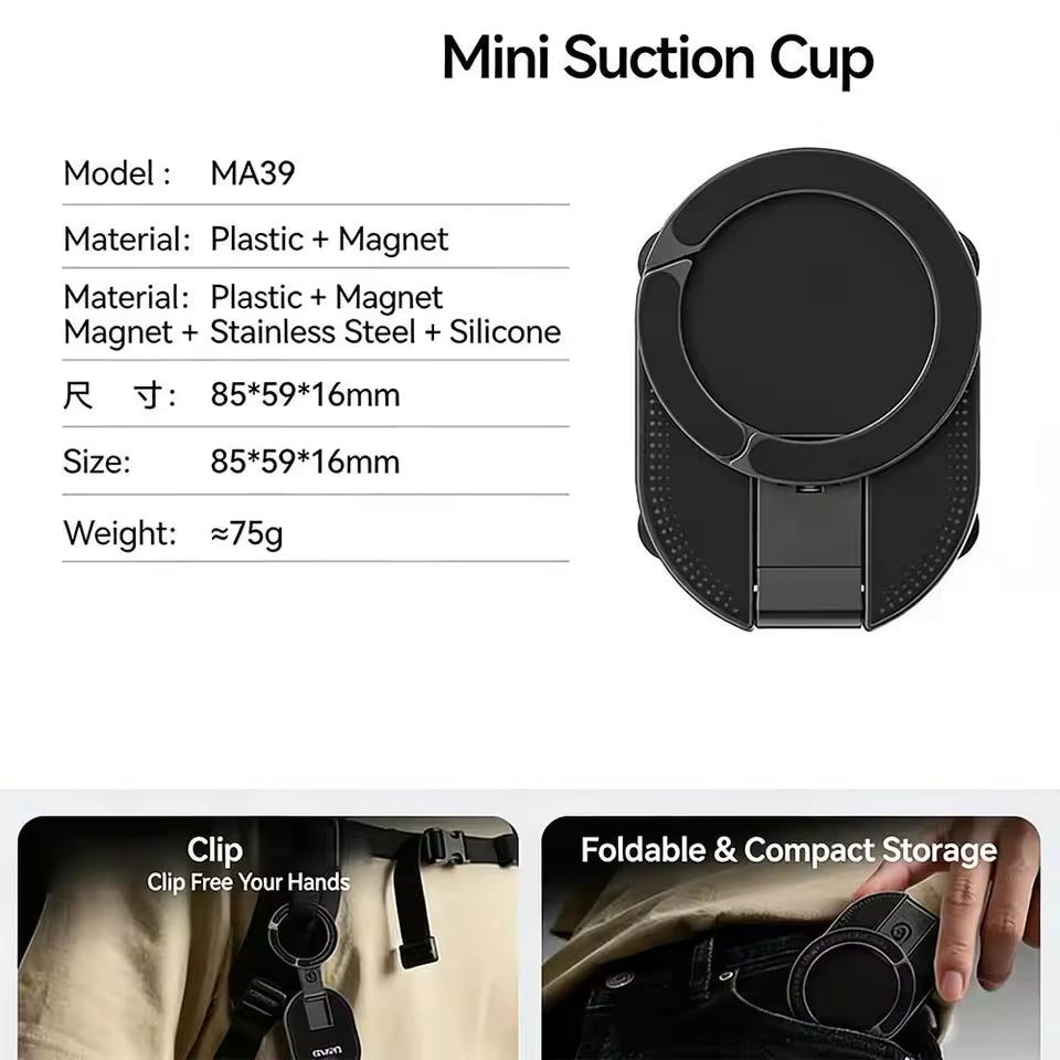 3-in-1 Suction Mount Magnetic Phone Holder Rotatable Wall Mountable Magnetic Stand Adjustable Portable Cell Phone Holder