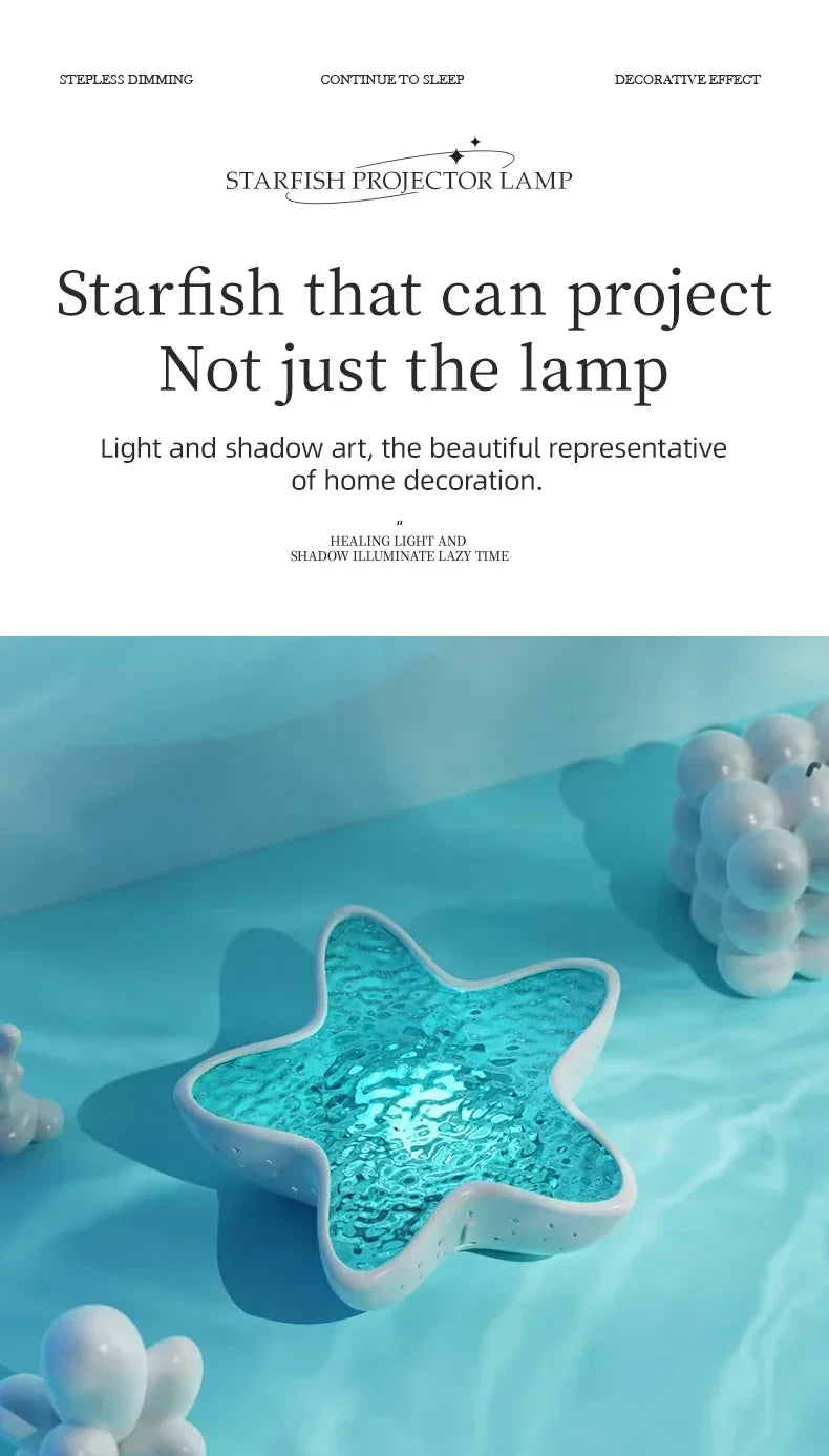 Starfish LED Table Lamp | Aurora Projector Night Light with Starry Sky & Northern Lights Effect – Bedroom Atmosphere Lamp