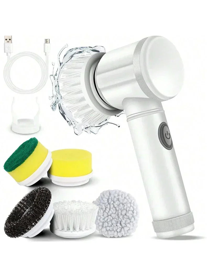5-in-1 Electric Spin Scrubber | Power Cleaning Brush with 5 Replaceable Heads for Bathroom, Kitchen & Floor Cleaning