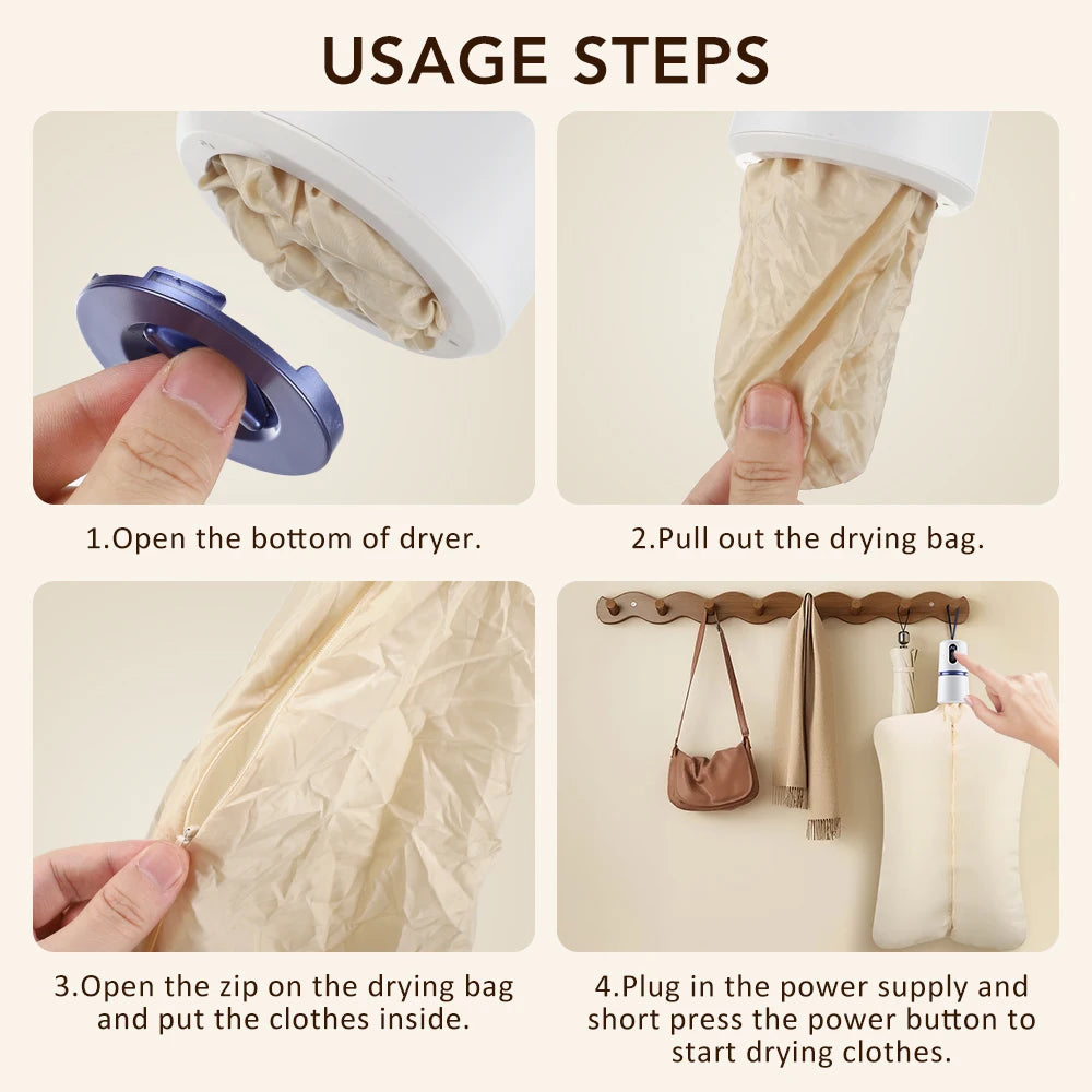 Foldable Electric Clothes Dryer | Compact Portable Drying Machine for Home, Apartment & Travel Use