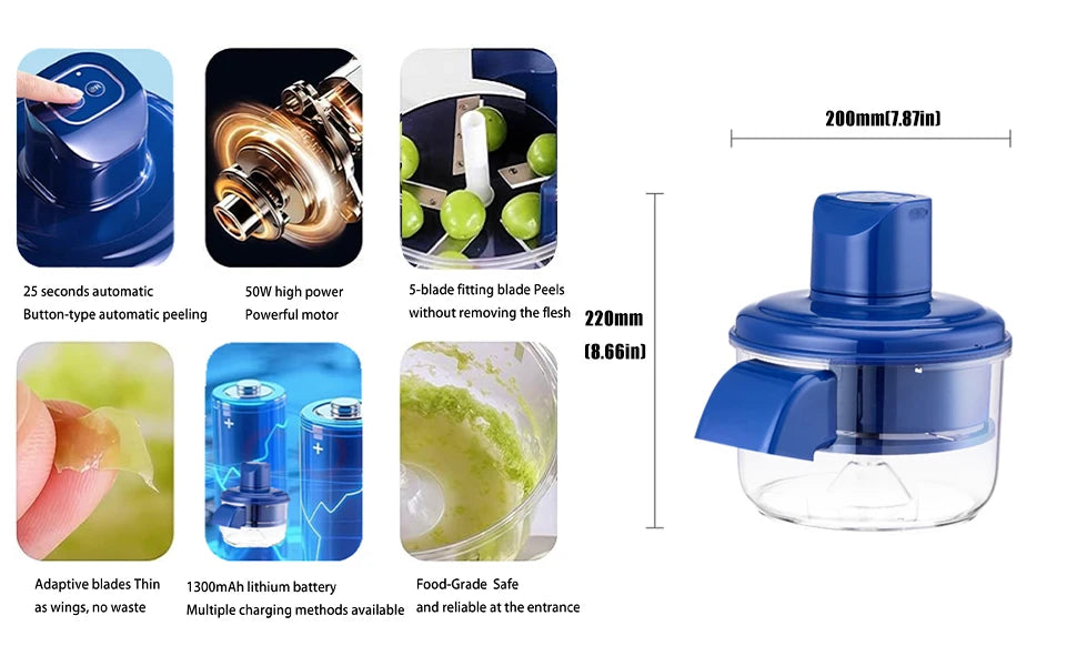 Electric Garlic Peeler & Fruit Skin Remover | 2-in-1 Automatic Peeling Tool – Fast, Easy & Mess-Free