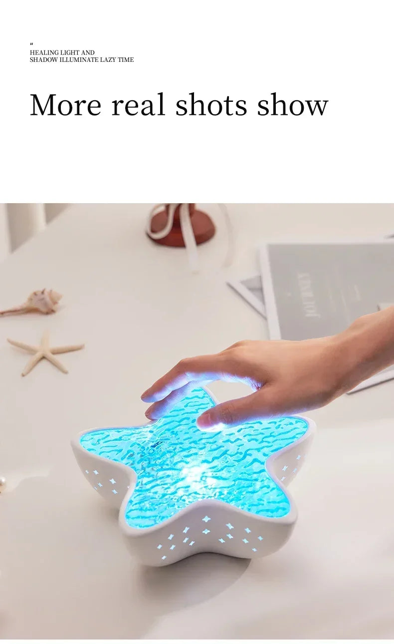 Starfish LED Table Lamp | Aurora Projector Night Light with Starry Sky & Northern Lights Effect – Bedroom Atmosphere Lamp