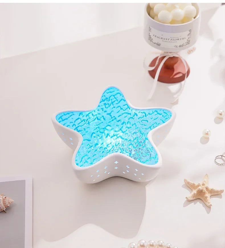 Starfish LED Table Lamp | Aurora Projector Night Light with Starry Sky & Northern Lights Effect – Bedroom Atmosphere Lamp