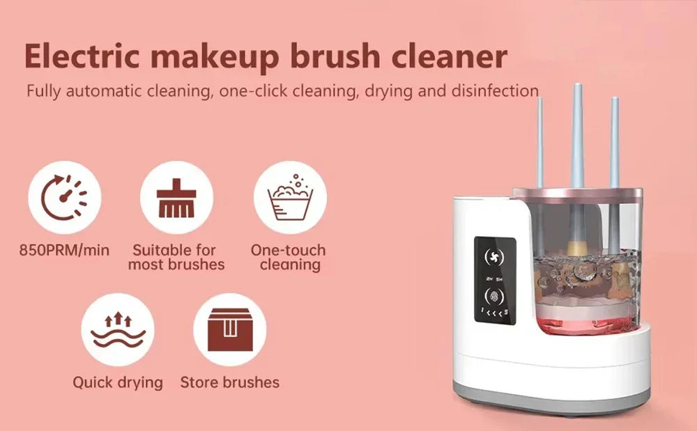 Automatic Electric Makeup Brush Cleaner & Dryer | USB Rechargeable Portable Cleaning Tool for Makeup Brushes