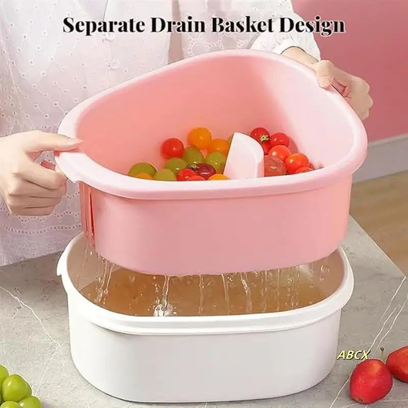 Portable Fruit & Vegetable Washer Bowl with Brush | Easy Cleaning Washing Basin for Kitchen & Home Use
