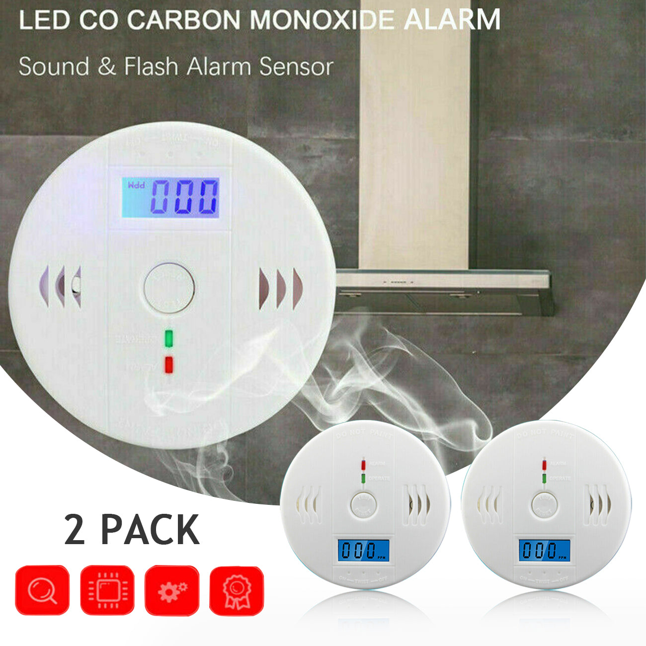 CO Carbon Monoxide Alarm Poisoning Sensor Warning Detector